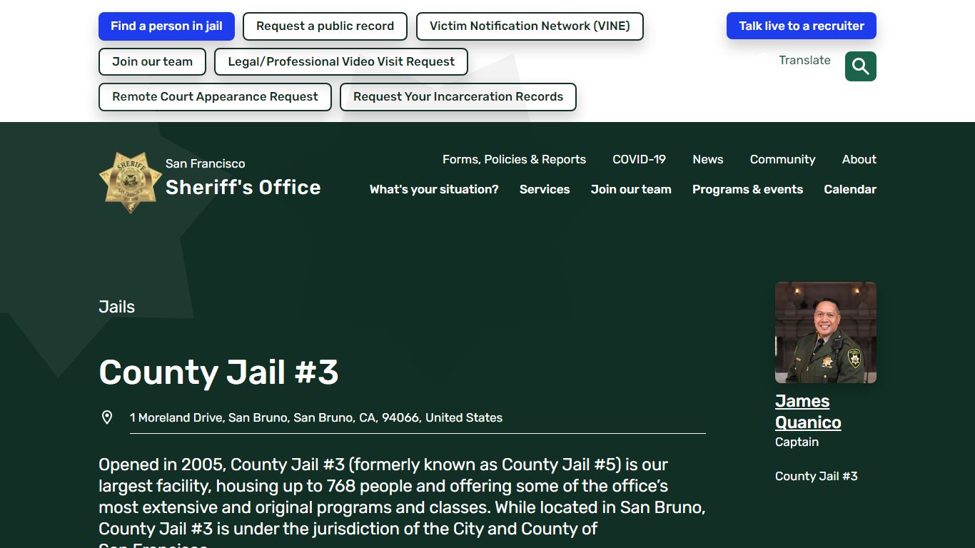 County Jail #3 | San Francisco Sheriff's Department