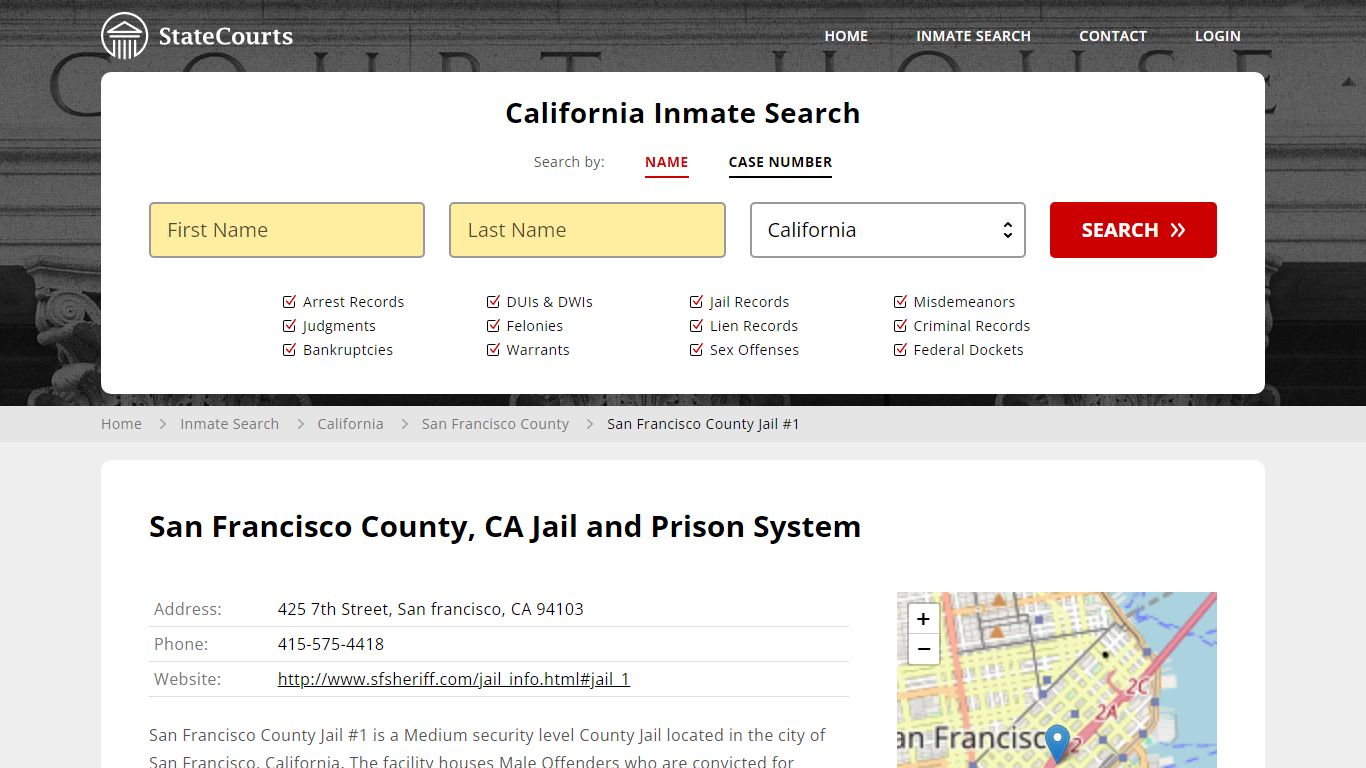 San Francisco County Jail #1 Inmate Records Search, California ...